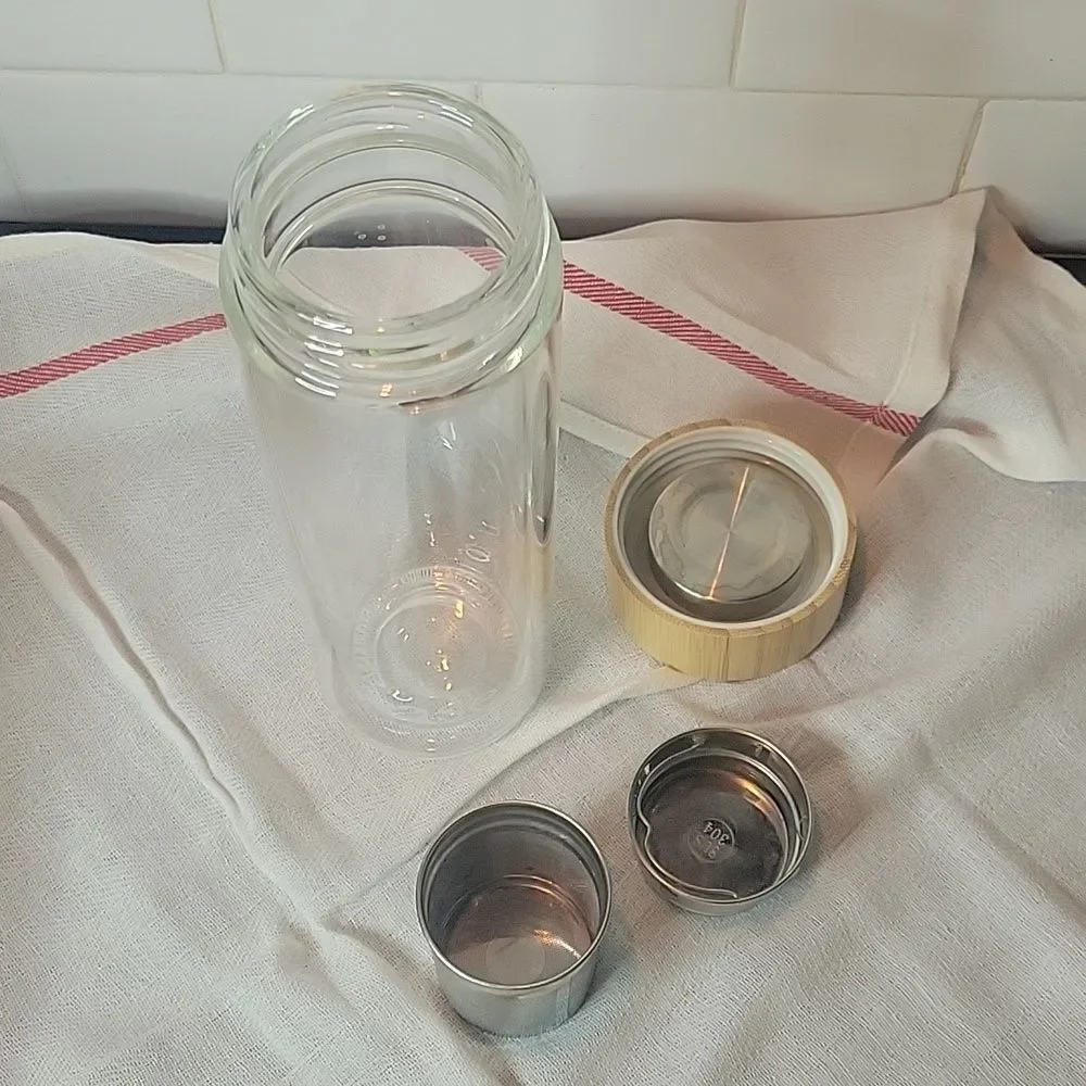 Tease 3 in 1 Sustainable Glass and Bamboo Tea Tumbler 15oz